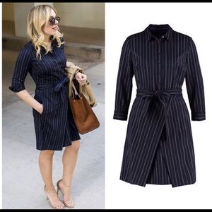 Banana Republic Navy Pinstripe Shirt dress